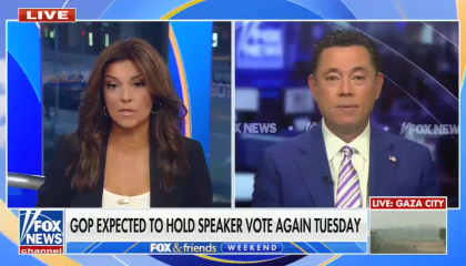 Fox and Friends Weekend episode showing Jason Chaffetz and Rachel Campos-Duffy